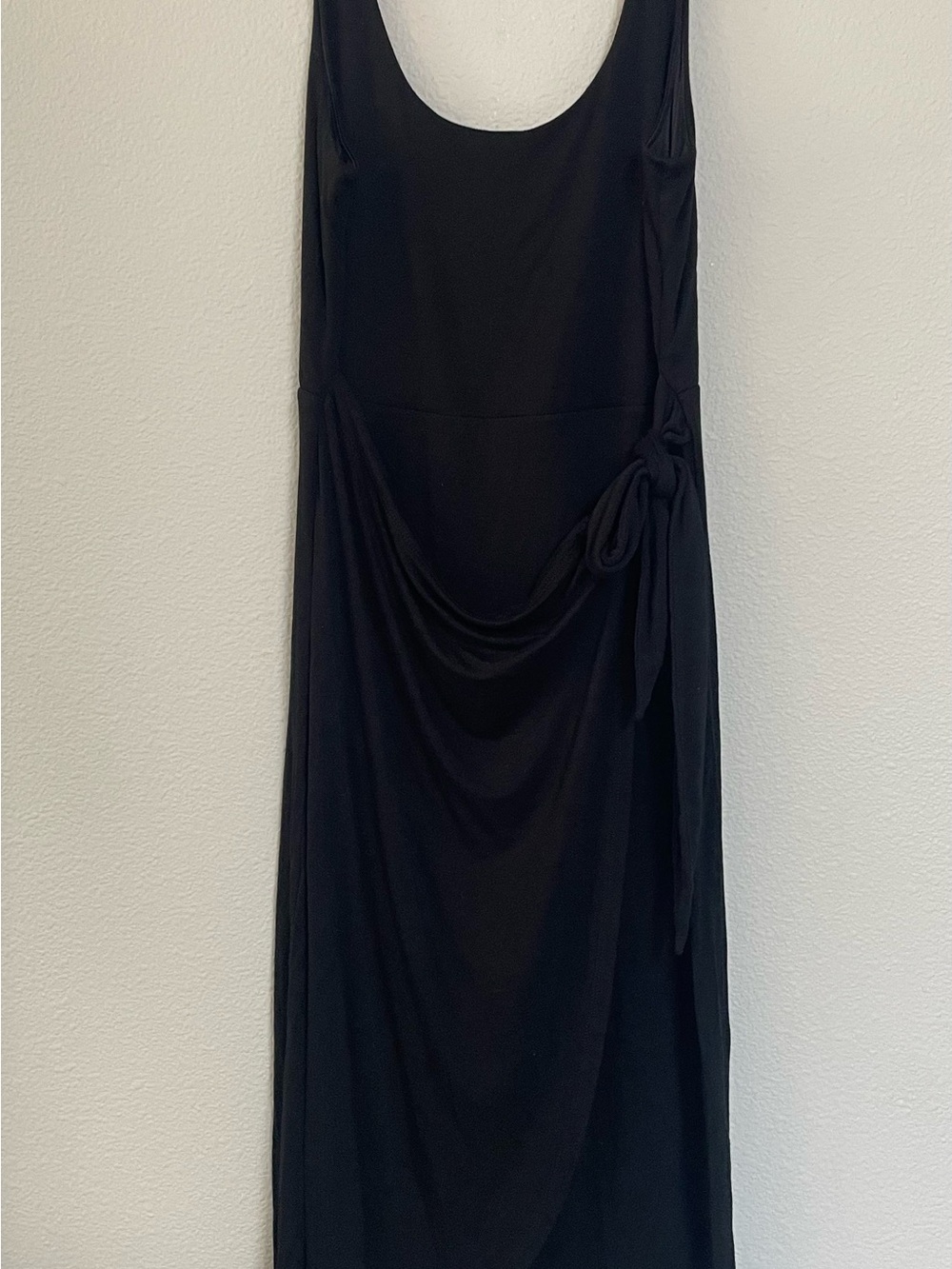LOFT Black Faux Wrap Dress with Side Tie Drape